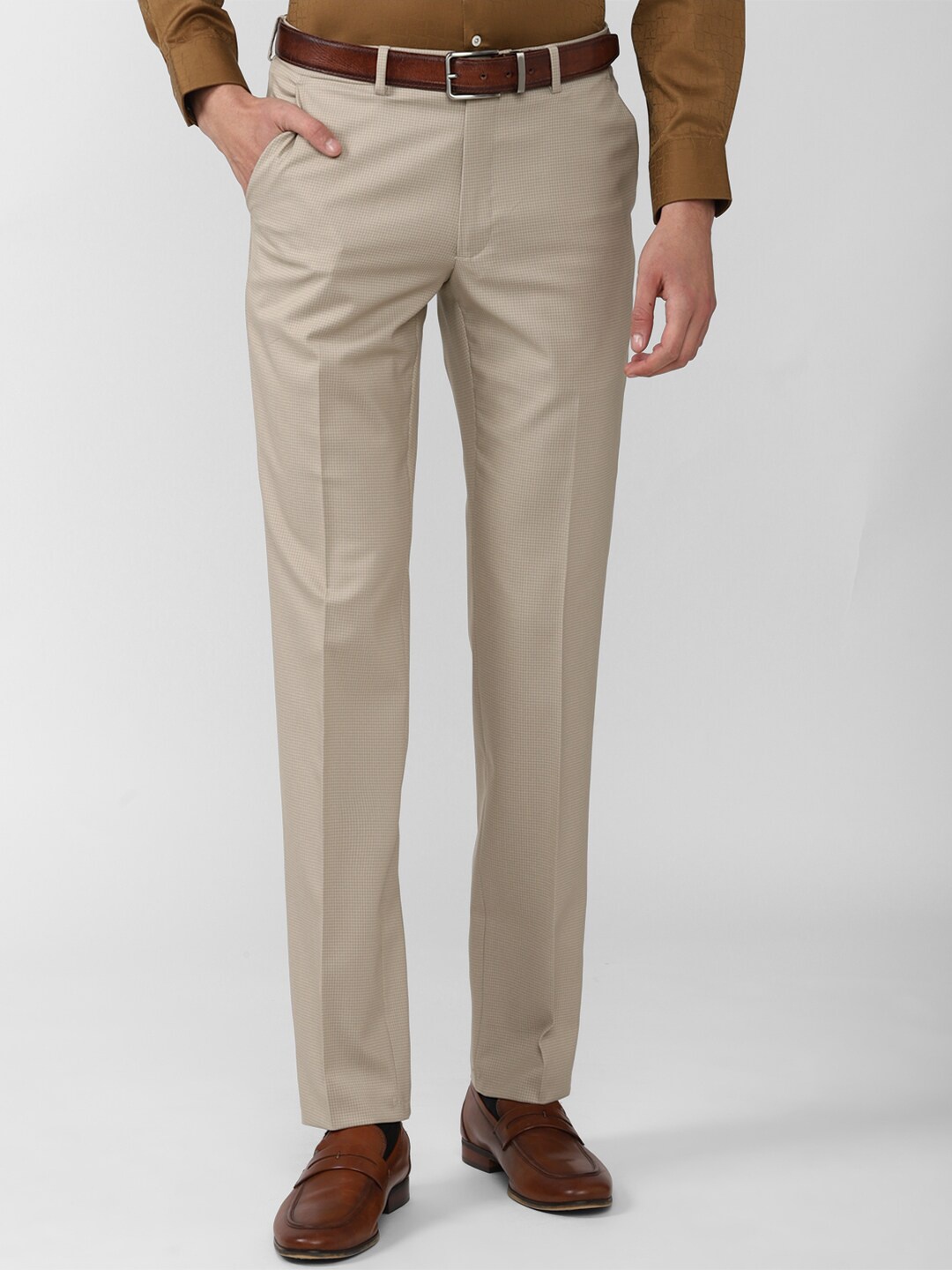 

Van Heusen Men Slim Fit Formal Trousers, Beige