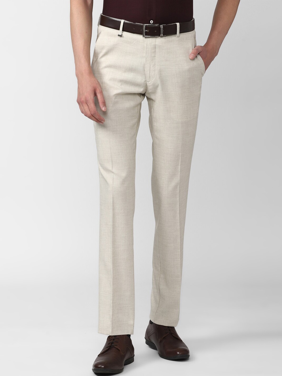 

Van Heusen Men Slim Fit Formal Trousers, Beige