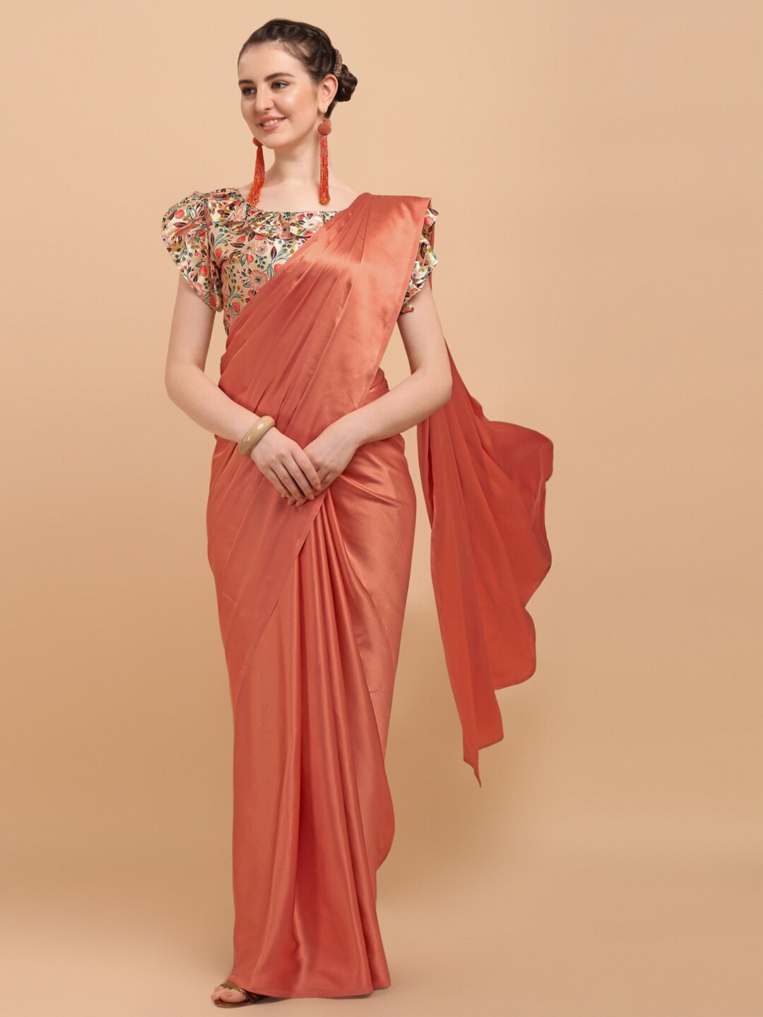

Fab Dadu Red & Beige Pure Silk Saree