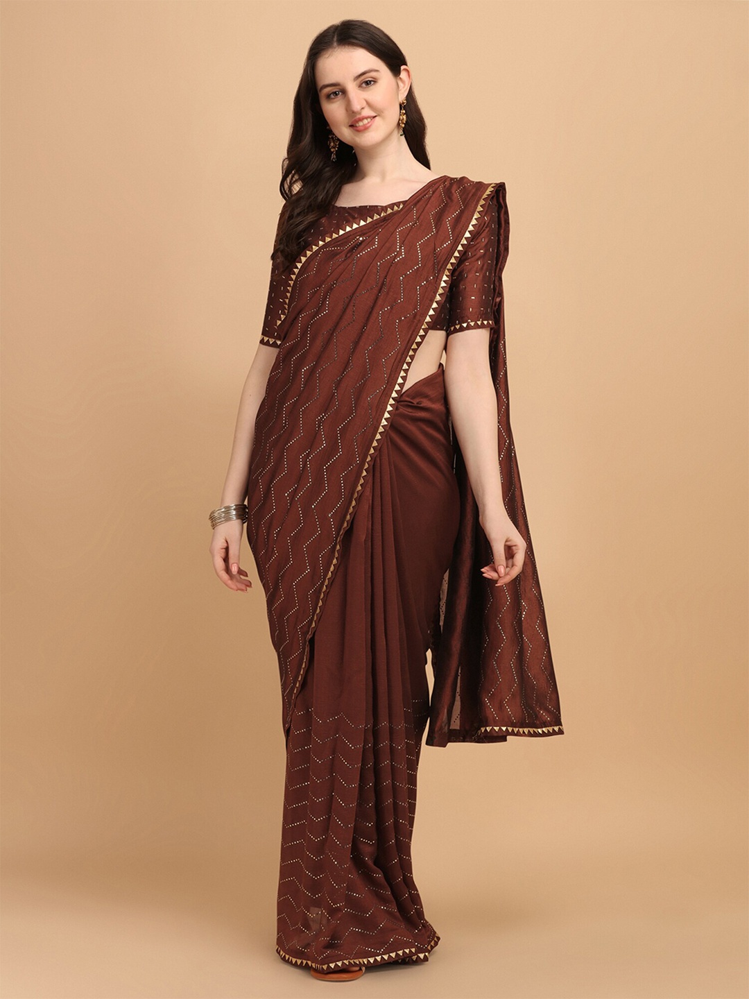 

Fab Dadu Gotta Patti Embellished Saree, Brown