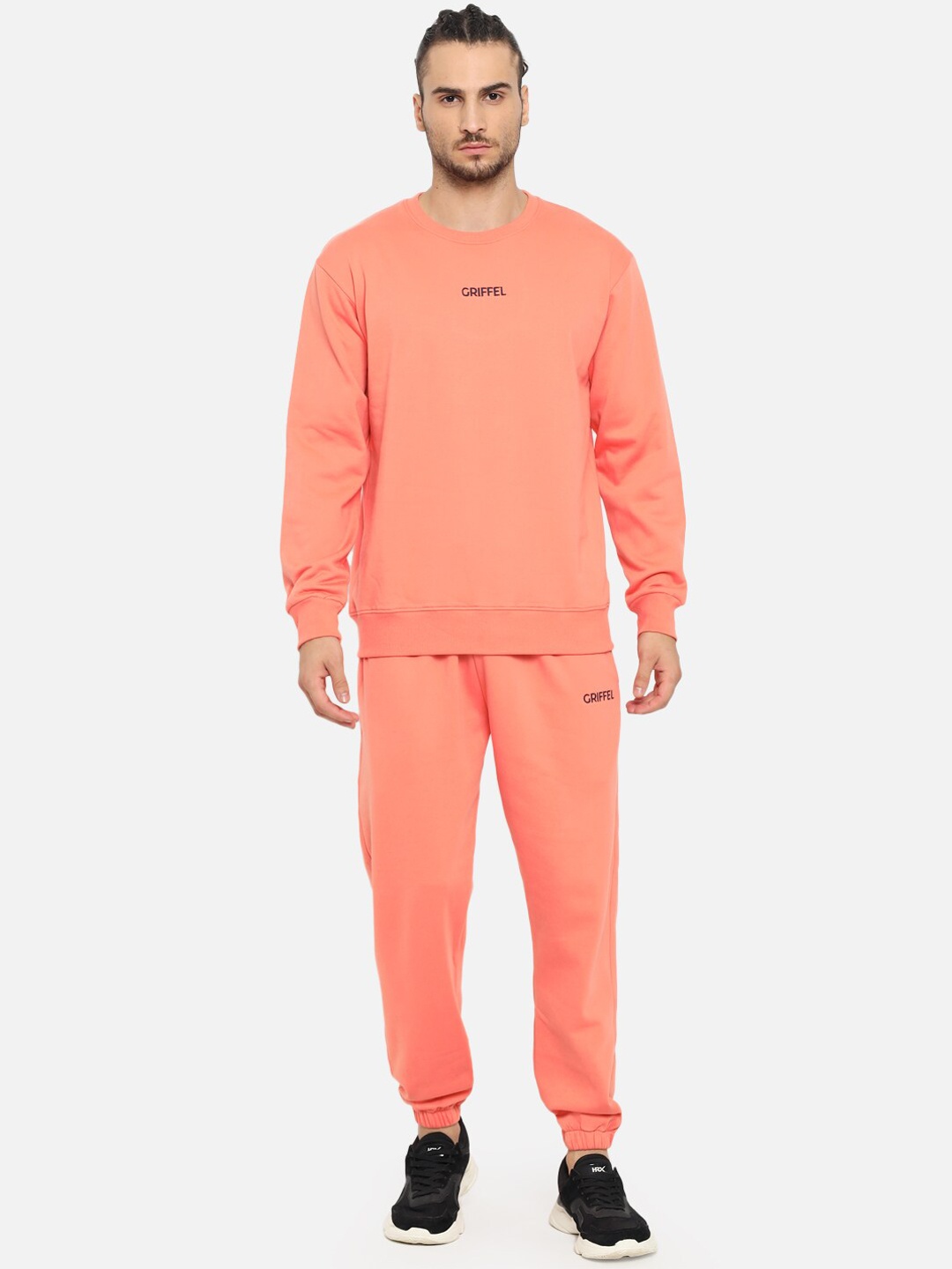 

GRIFFEL Men Solid Tracksuit, Peach