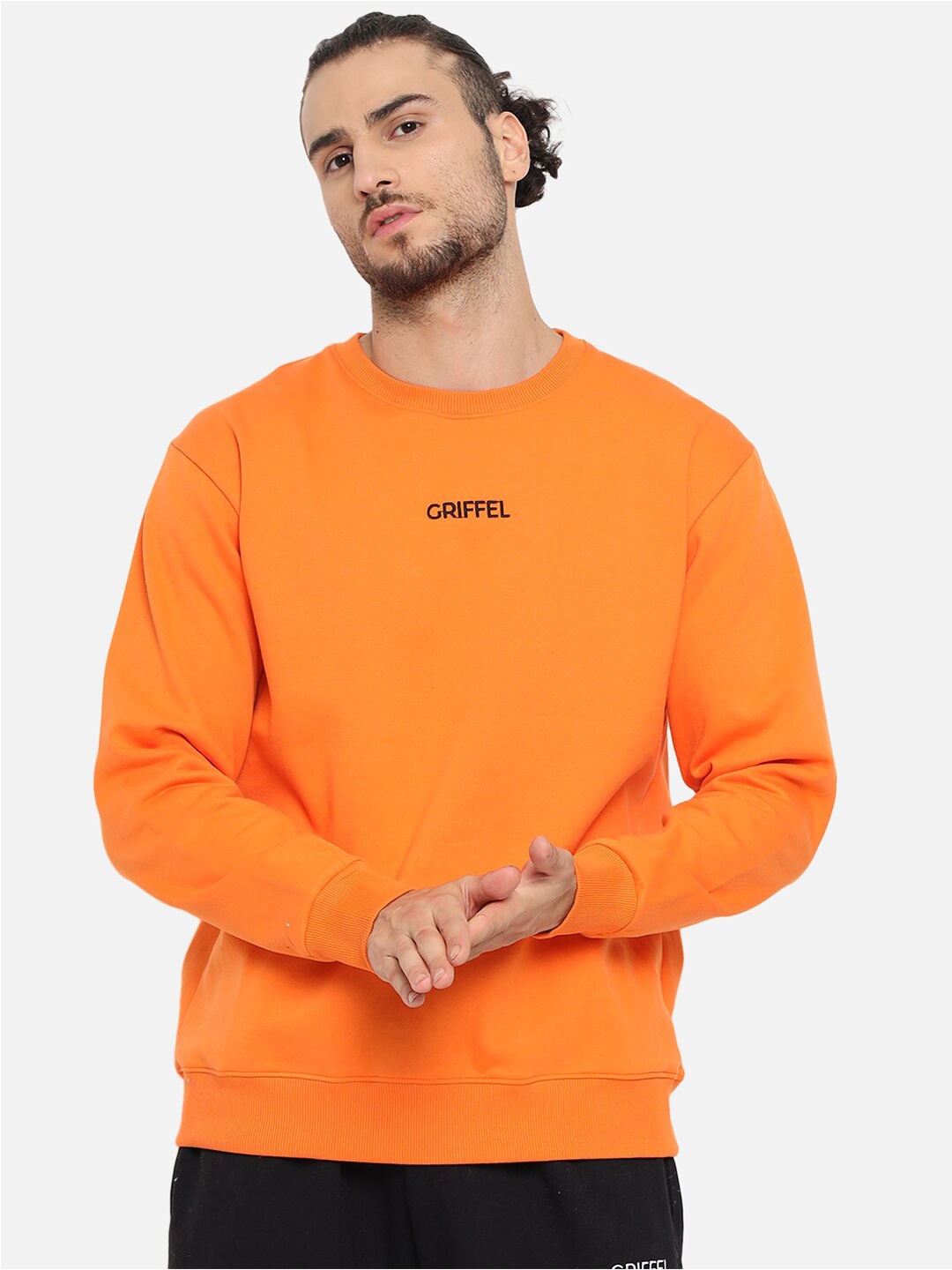 

GRIFFEL Men Round Neck Long Sleeves Sweatshirt, Orange
