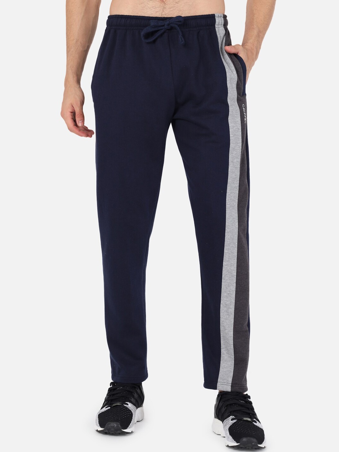 

GRIFFEL Men Regular Fit Solid Cotton Track Pant, Navy blue