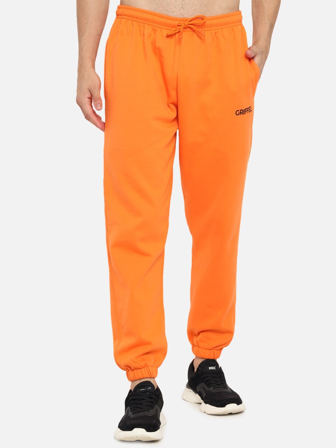 

GRIFFEL Men Regular Fit Solid Cotton Jogger, Orange