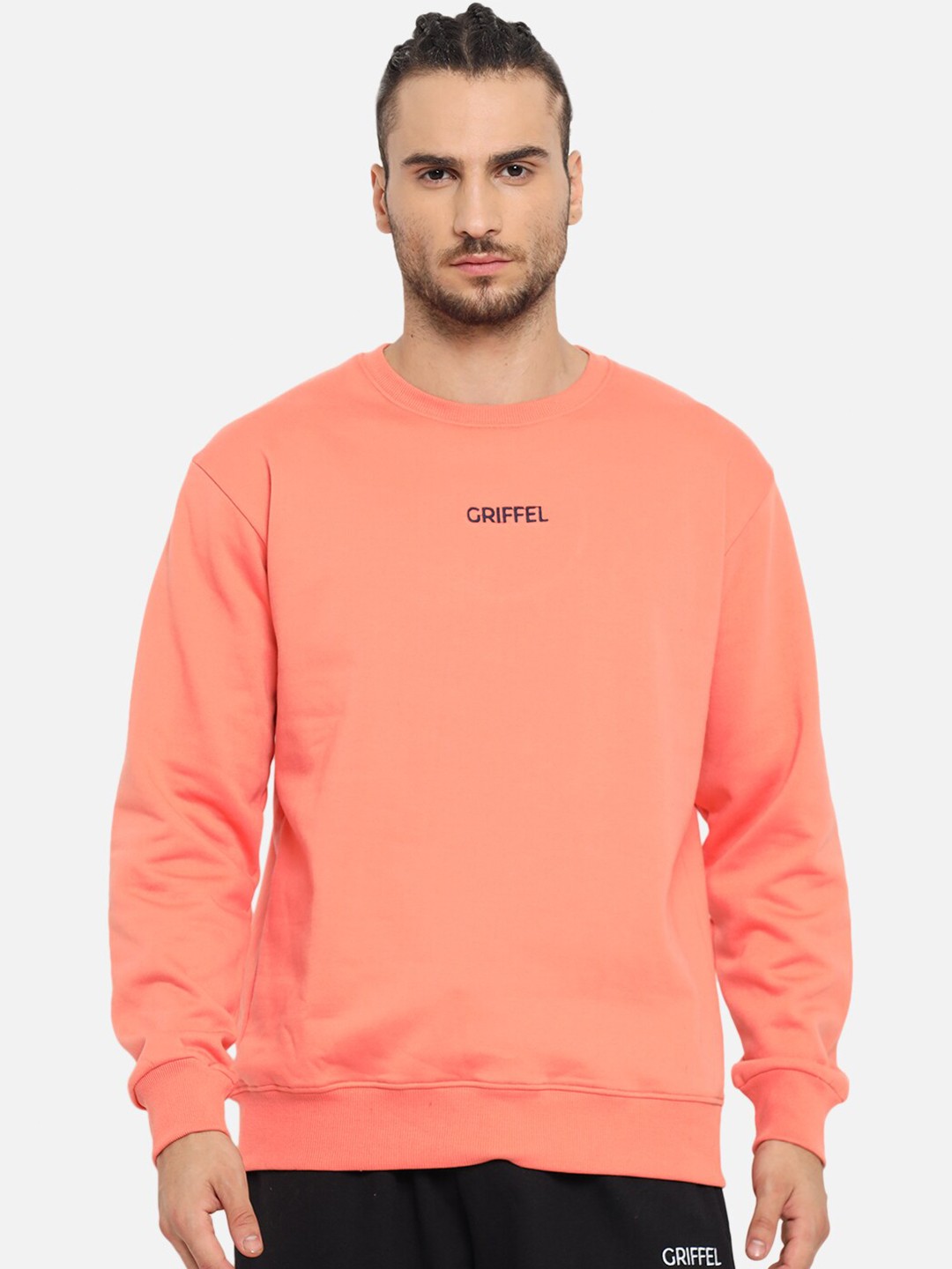 

GRIFFEL Men Round Neck Long Sleeves Sweatshirt, Peach