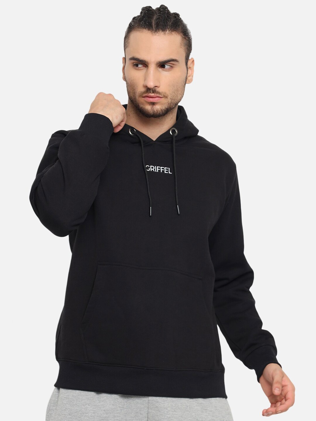 

GRIFFEL Men Long Sleeves Hood Sweatshirt, Black
