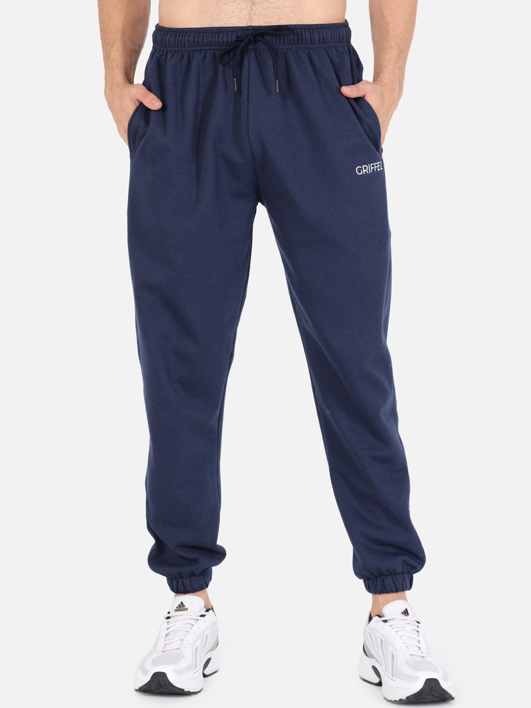 

GRIFFEL Men Regular Fit Solid Cotton Jogger, Navy blue