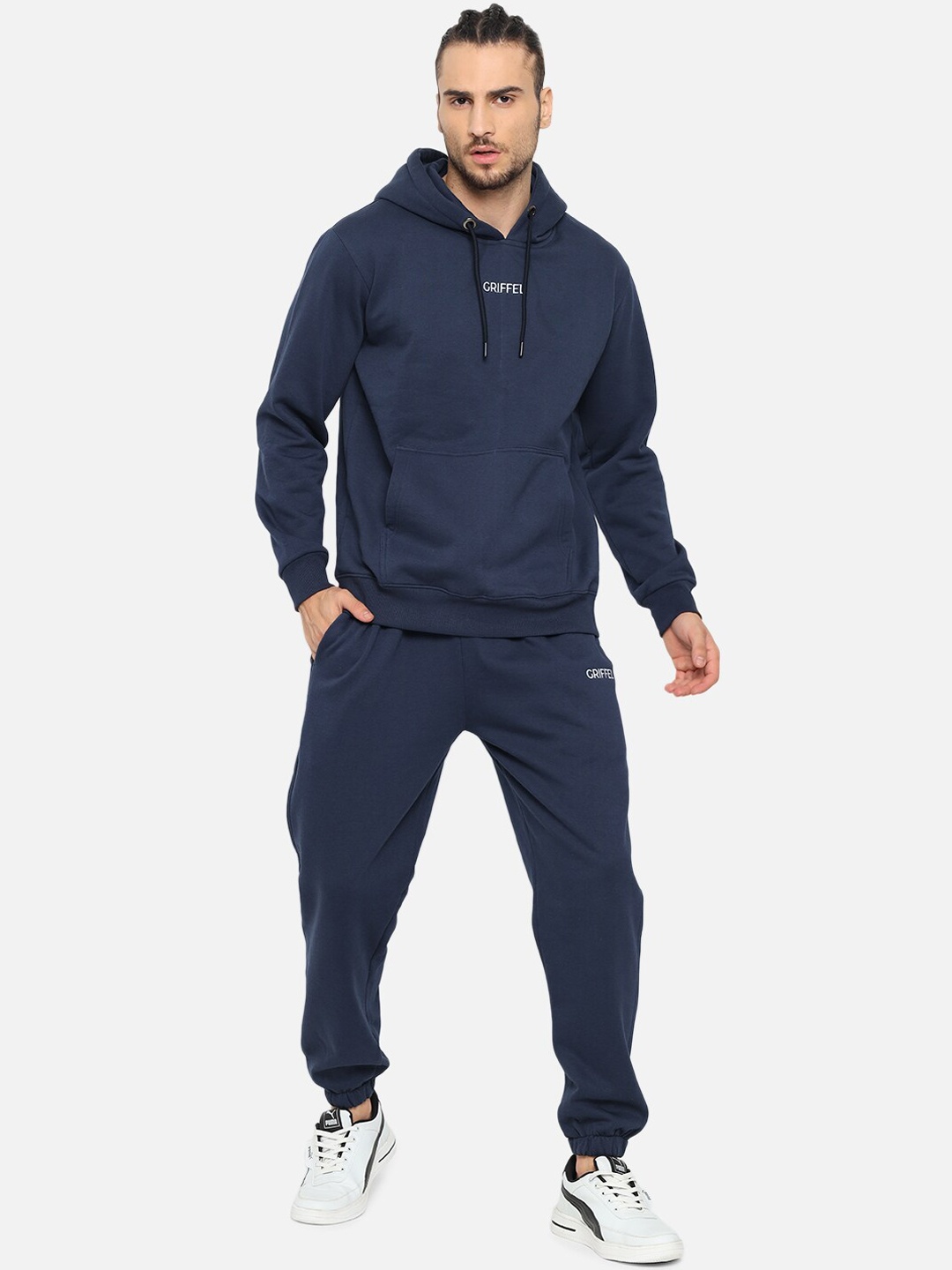 

GRIFFEL Men Solid Tracksuit, Navy blue