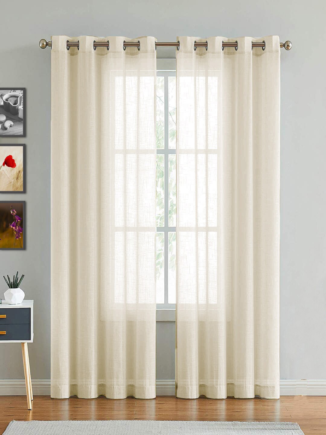 

HOMEMONDE Sheer Cotton Door Curtain, Beige