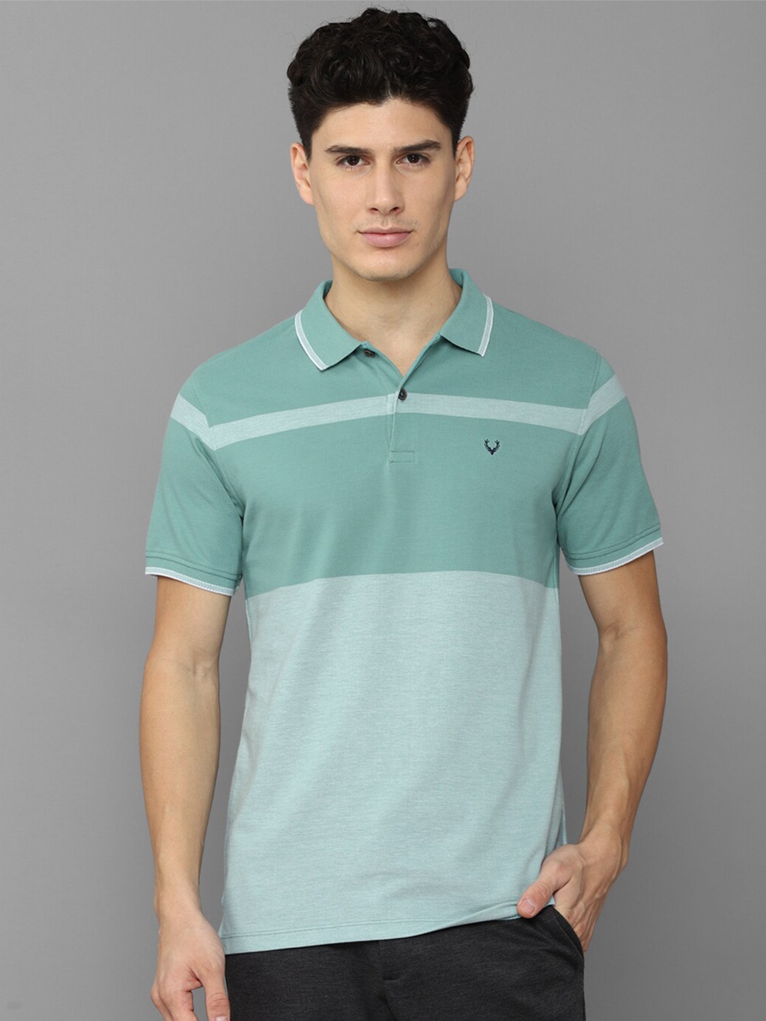 

Allen Solly Men Colourblocked Polo Collar Cotton T-shirt, Green