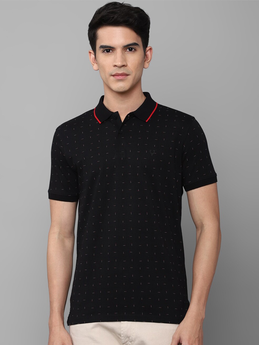 

Allen Solly Men Printed Polo Collar Cotton T-shirt, Black