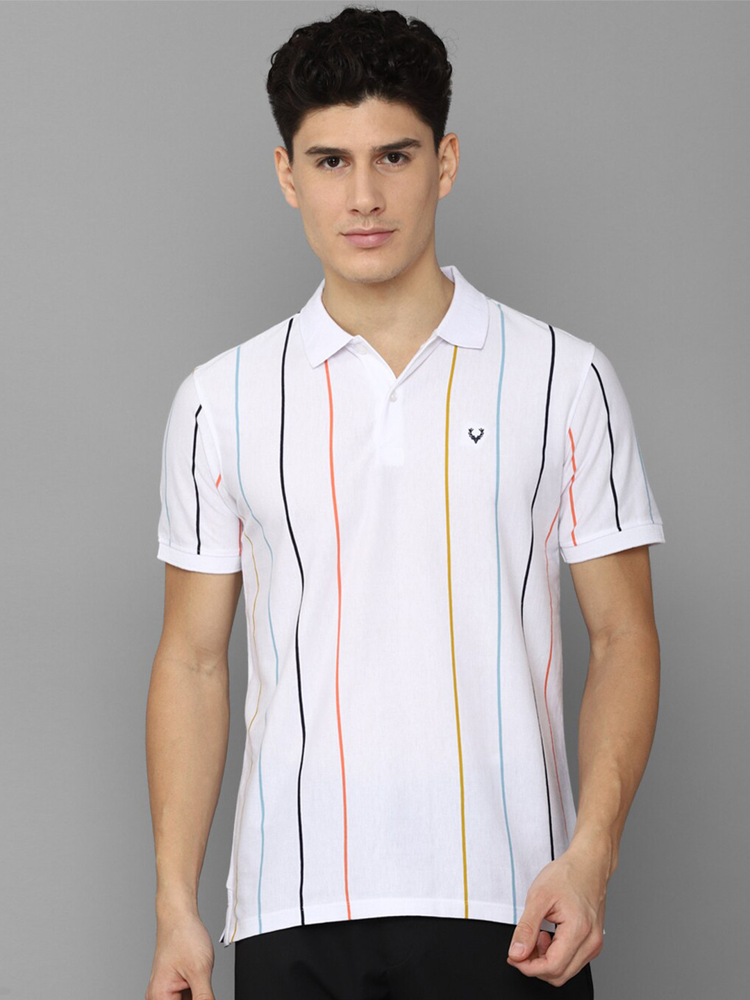 

Allen Solly Men Striped Polo Collar T-shirt, White