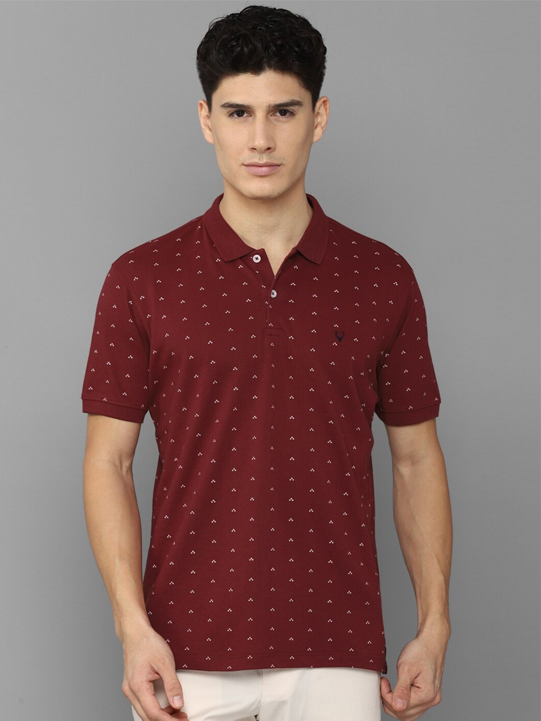 

Allen Solly Men Printed Polo Collar T-shirt, Maroon