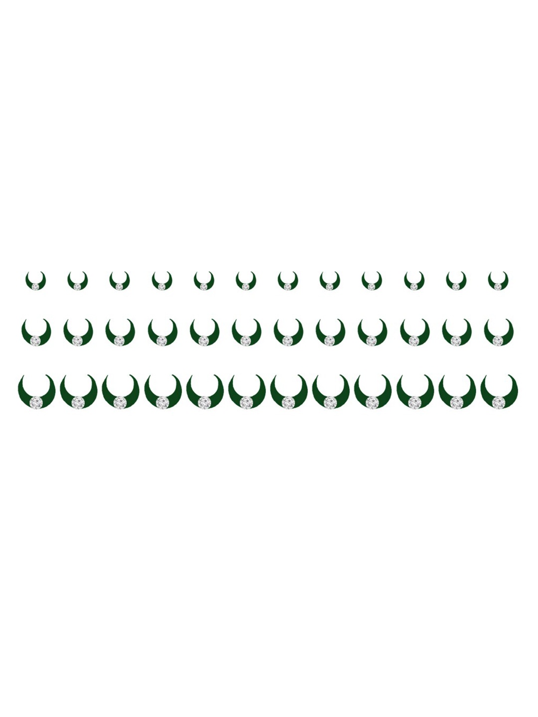 

Comet Busters 36 Pcs Embellished Reusable Crescent-Shaped Designer Bindis - Green