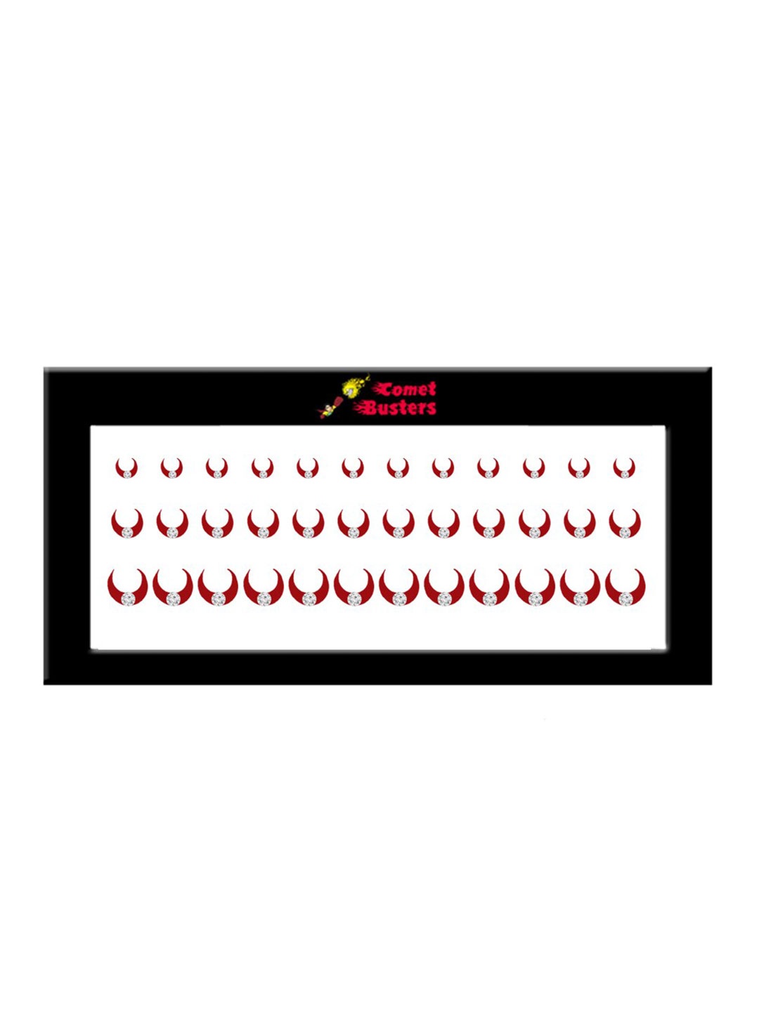 

Comet Busters 36 Pcs Embellished Reusable Crescent-Shaped Designer Bindis - Red