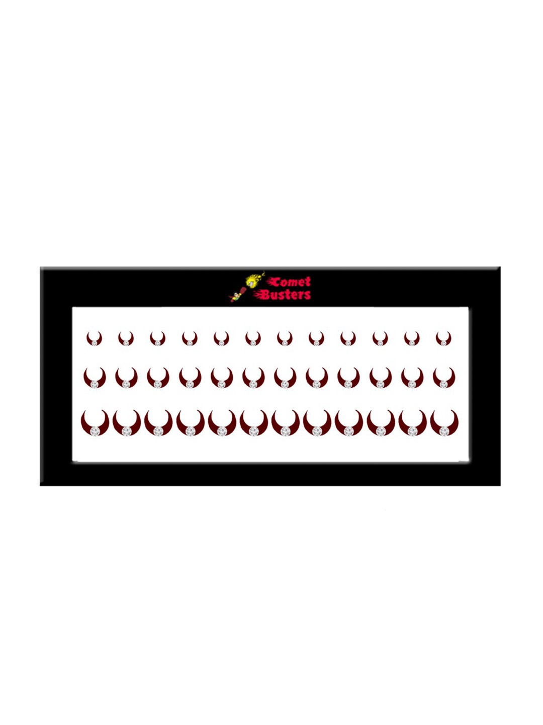 

Comet Busters 36 Pcs Embellished Reusable Crescent-Shaped Designer Bindis - Maroon