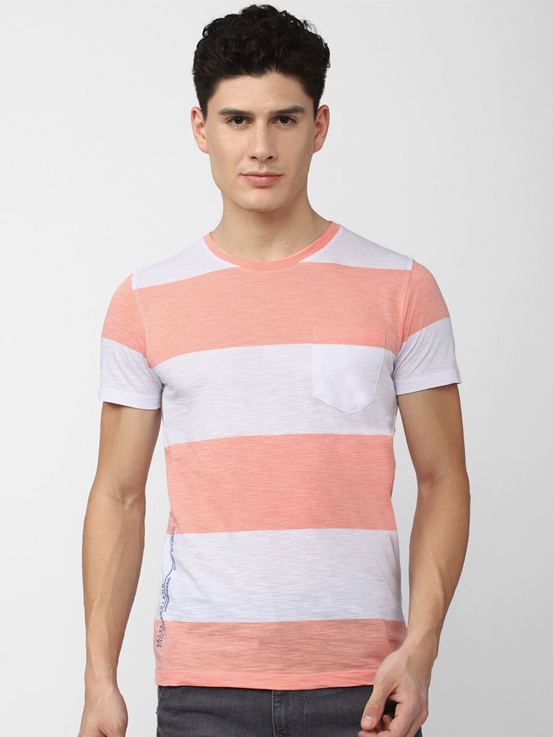 

Peter England Casuals Men Striped Slim Fit T-shirt, Multi