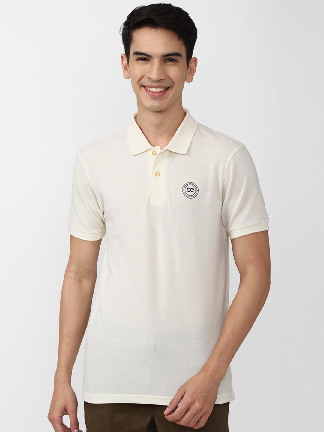 

Peter England Casuals Men Polo Collar Slim Fit T-shirt, Cream