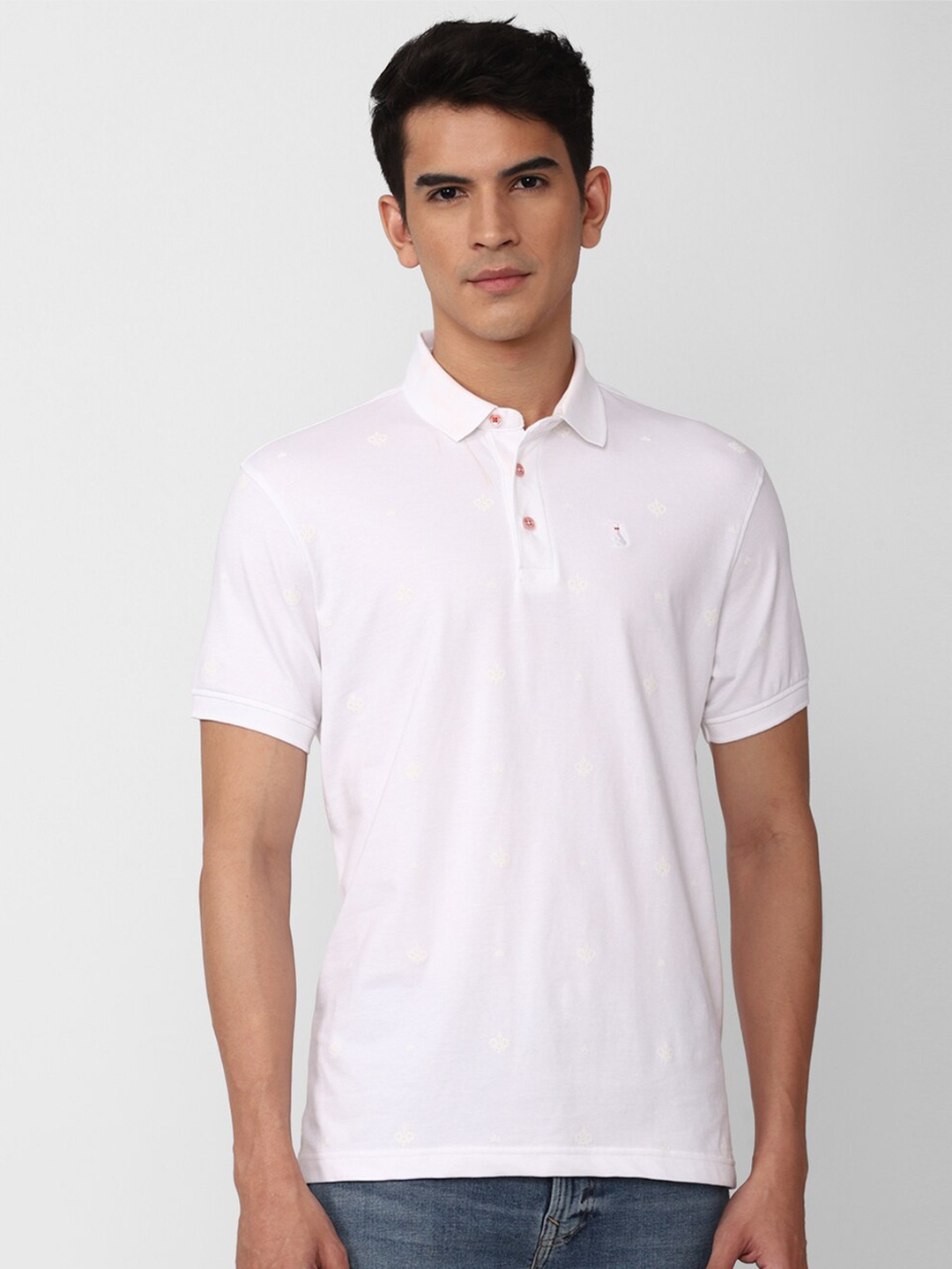 

SIMON CARTER LONDON Men Printed Polo Collar Slim Fit T-shirt, White