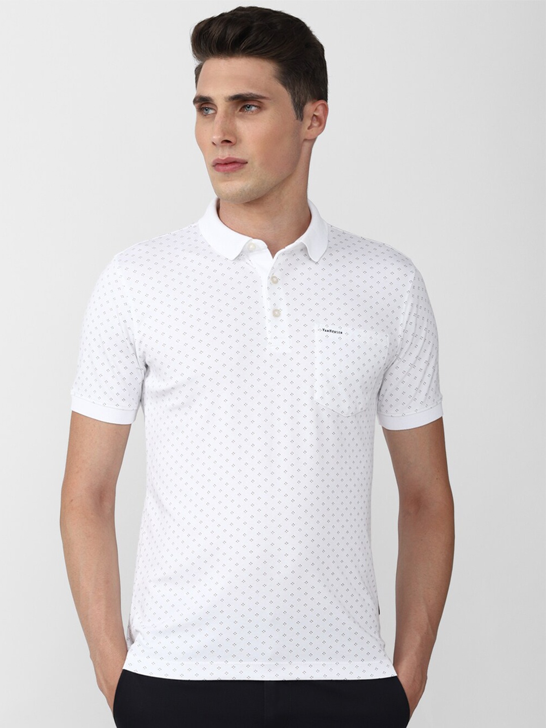 

Van Heusen Men Printed Polo Collar T-shirt, White