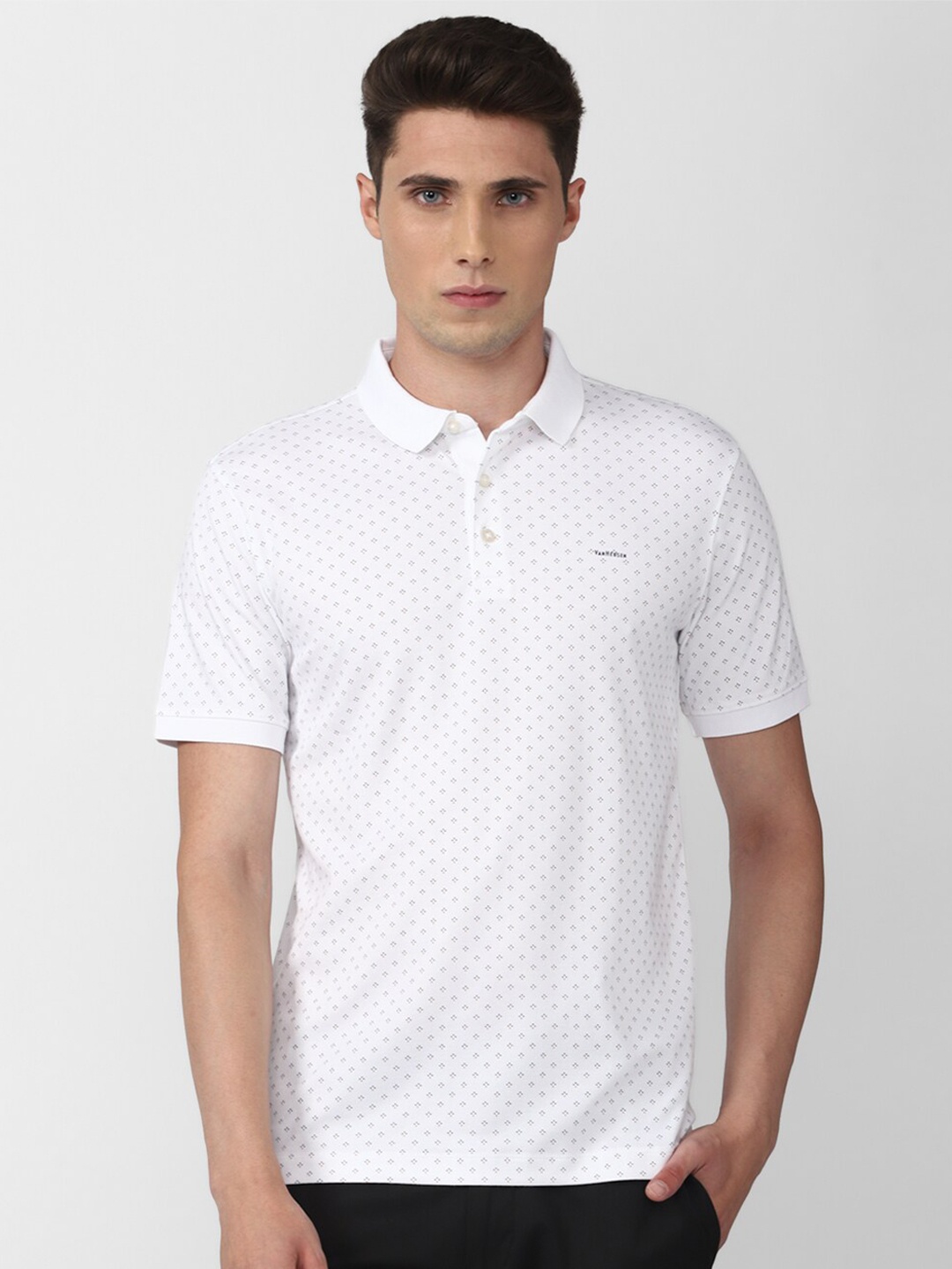 

Van Heusen Men Printed Polo Collar T-shirt, White