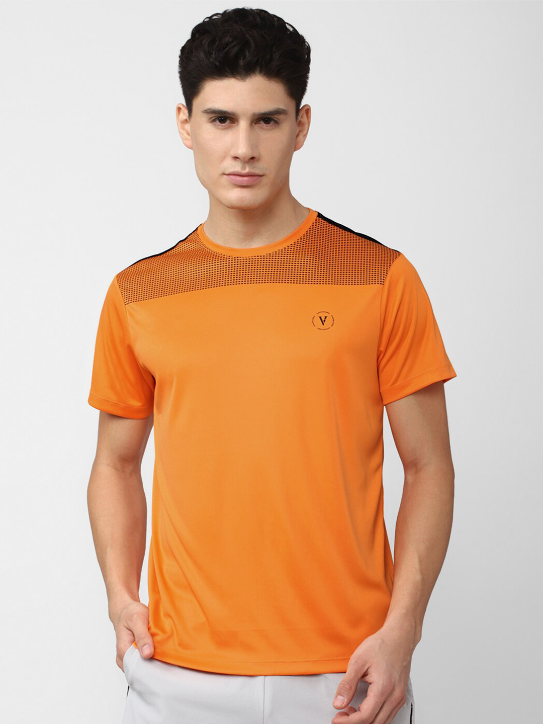 

Van Heusen Flex Men Colourblocked Slim Fit T-shirt, Orange