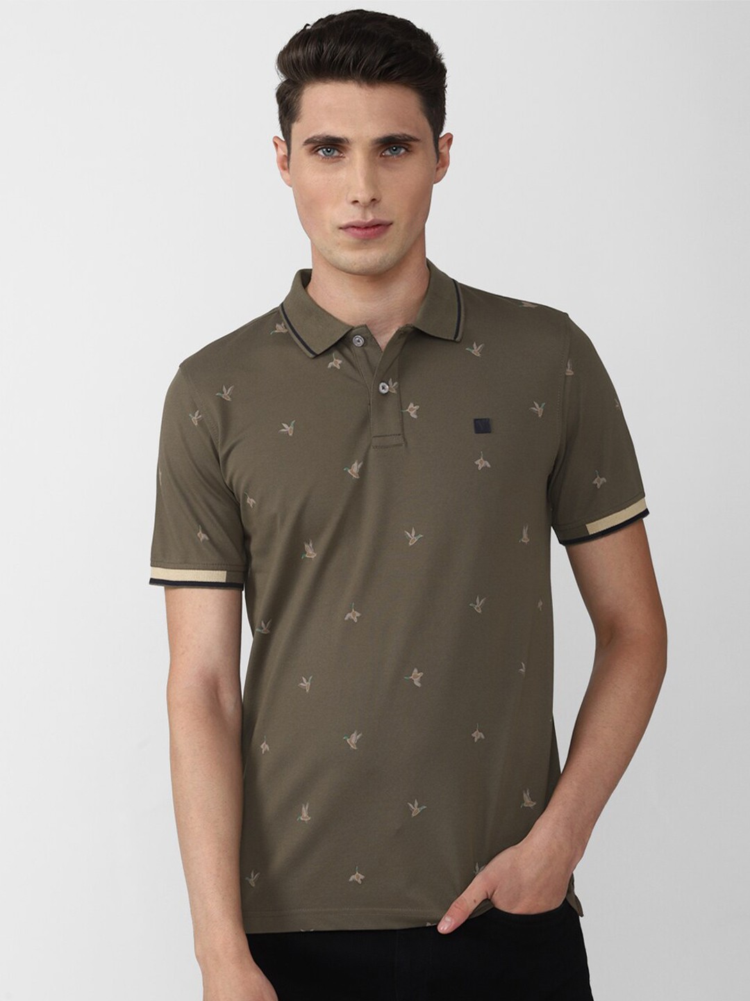 

Van Heusen Sport Men Printed Polo Collar T-shirt, Olive