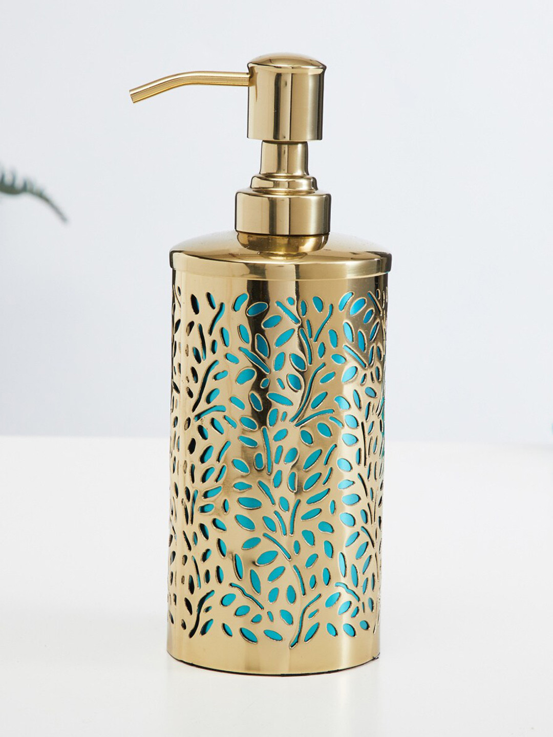 

Home Centre Cut-Out Stainless Steel Soap Dispenser, Gold