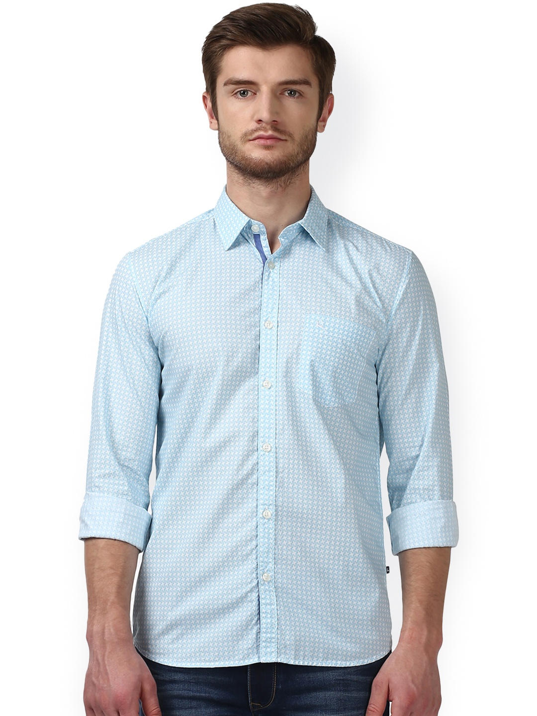 

Parx Men Blue Smart Slim Fit Printed Casual Shirt