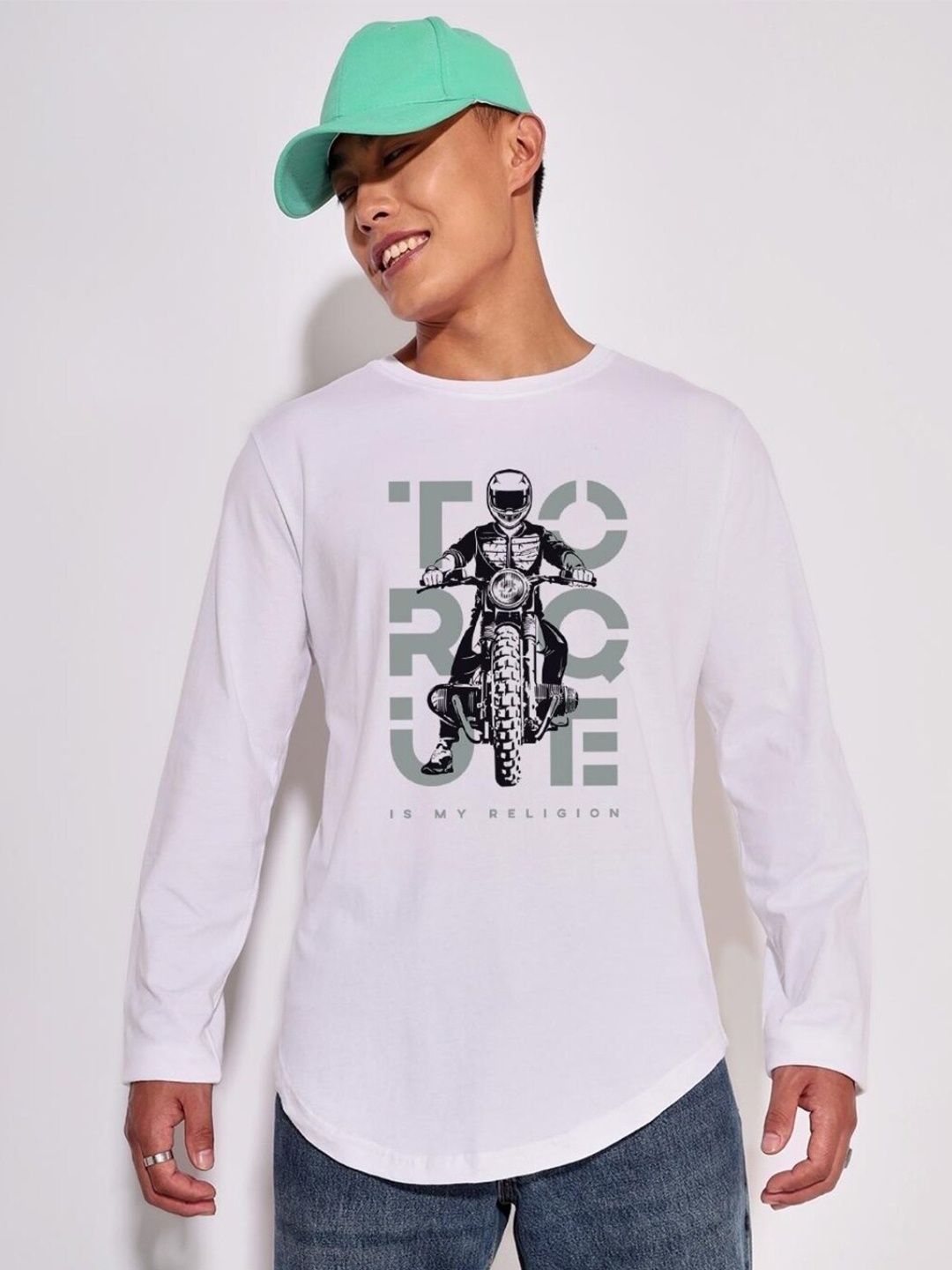 

Bewakoof Men Biker Printed T-shirt, White