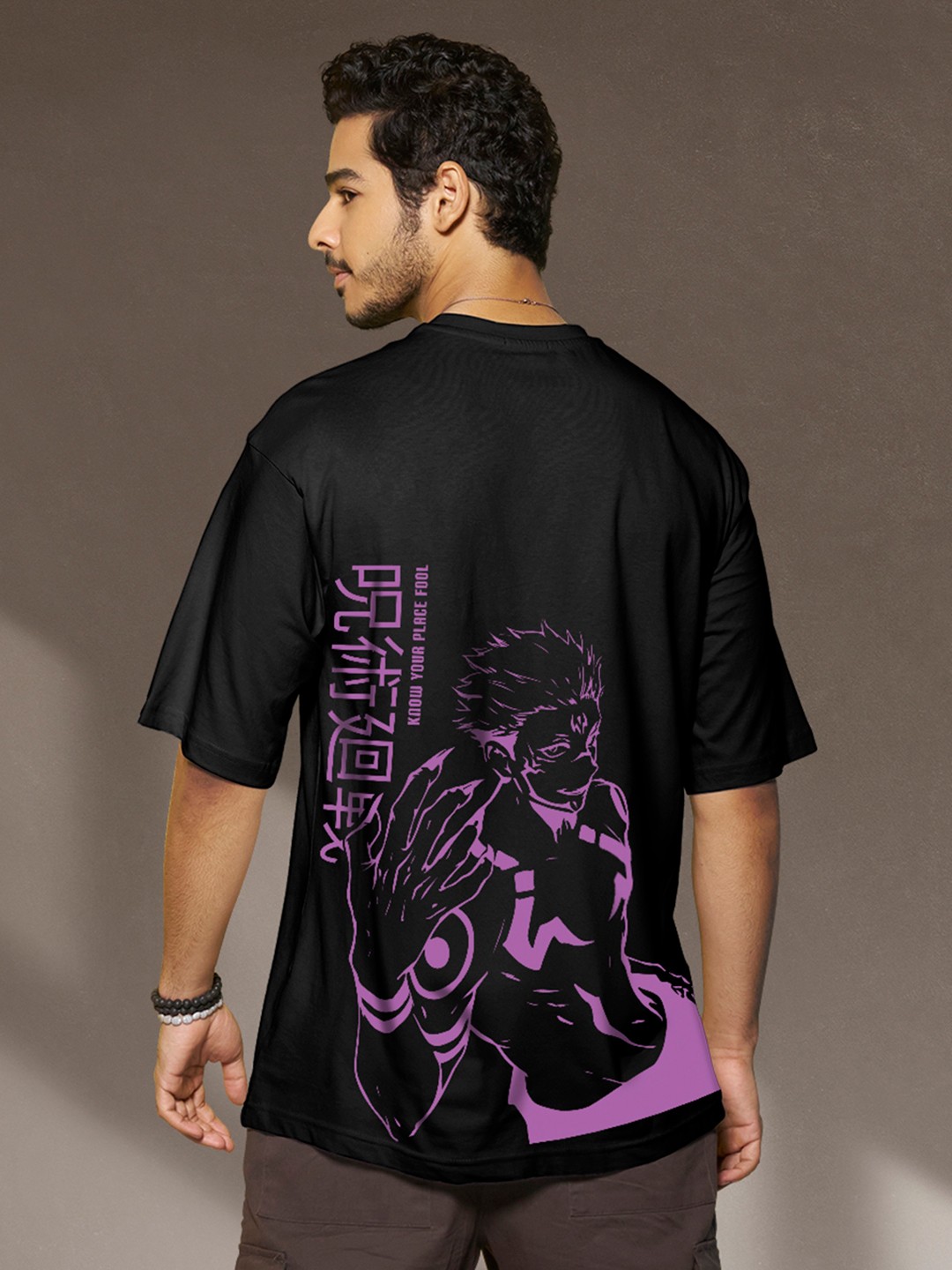 

Bewakoof Men Printed Oversized T-shirt, Black