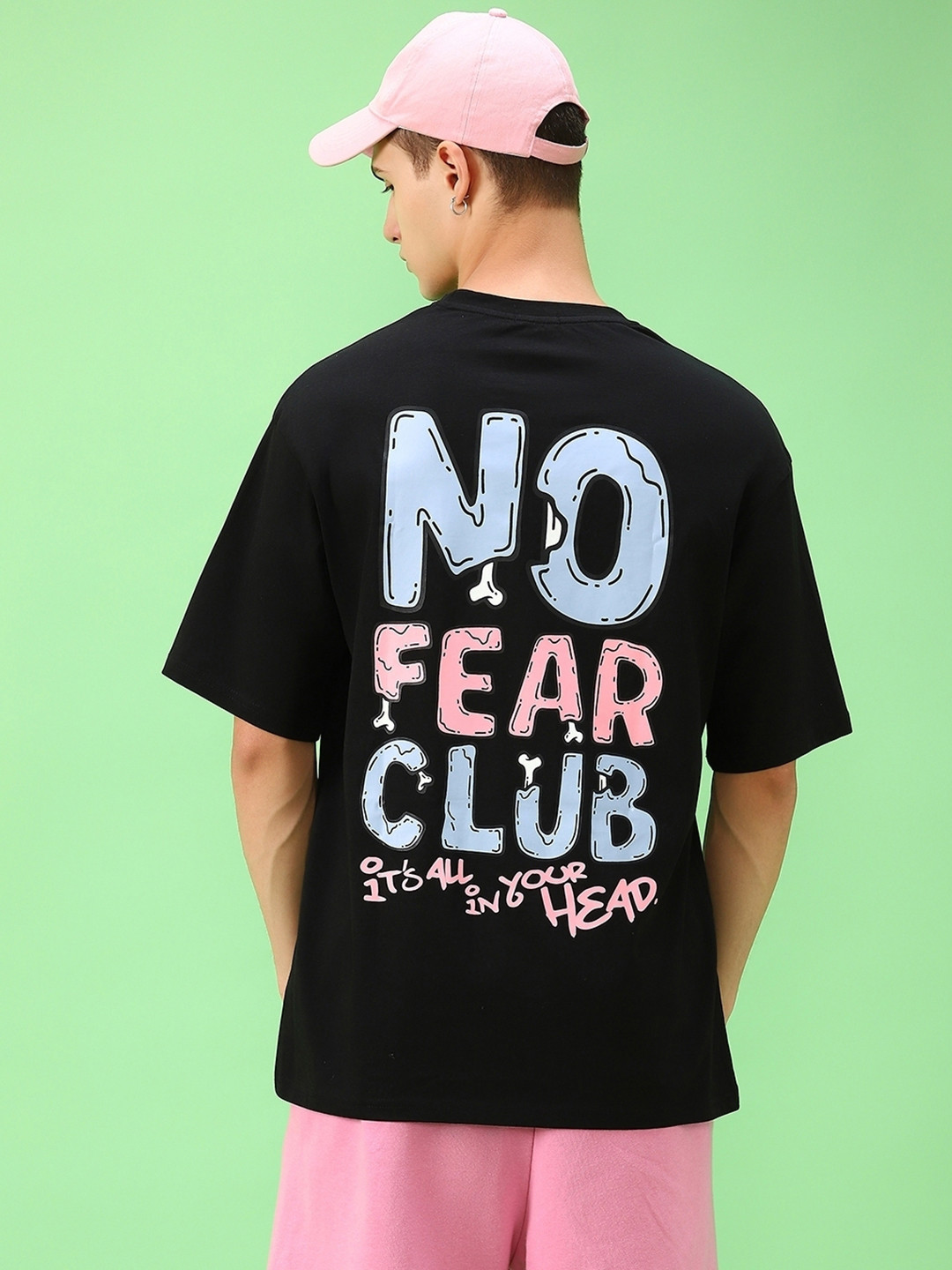 

Bewakoof Men Cotton Printed Oversized T-shirt, Black