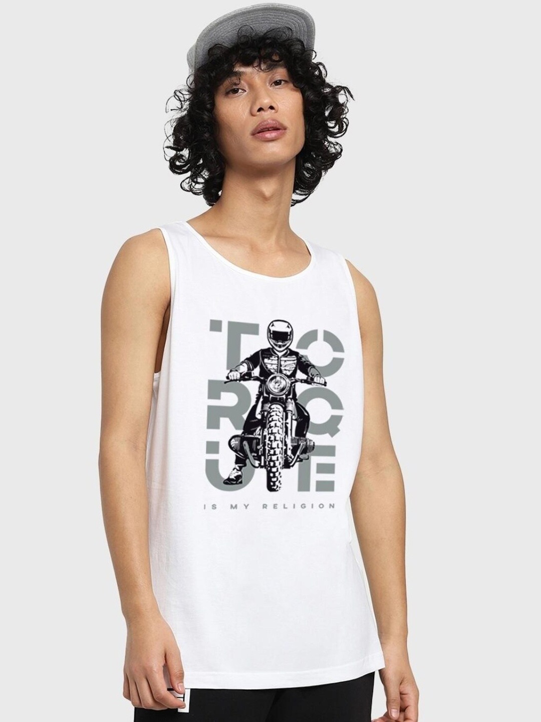 

Bewakoof Men Printed Innerwear Vest, White