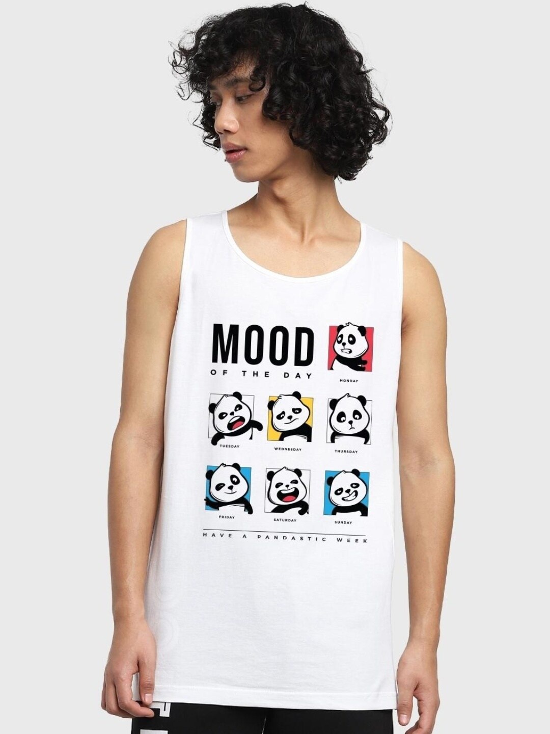 

Bewakoof Men Graphic Printed Cotton Innerwear Vests, White