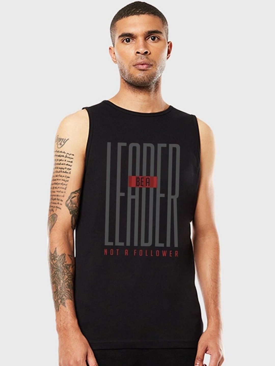 

Bewakoof Men Printed Cotton Innerwear Vests, Black