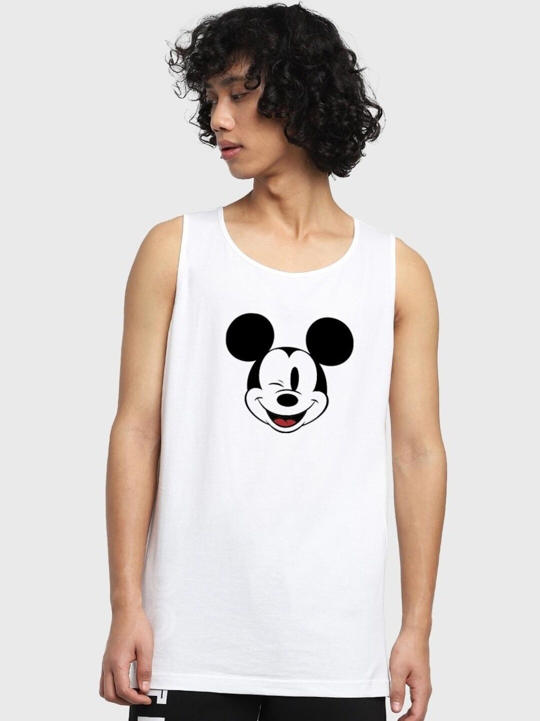 

Bewakoof Men Mickey Mouse Print Cotton Innerwear Vests, White