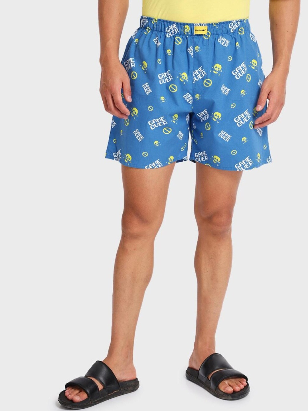 

Bewakoof Men Printed Pure Cotton Boxers, Blue