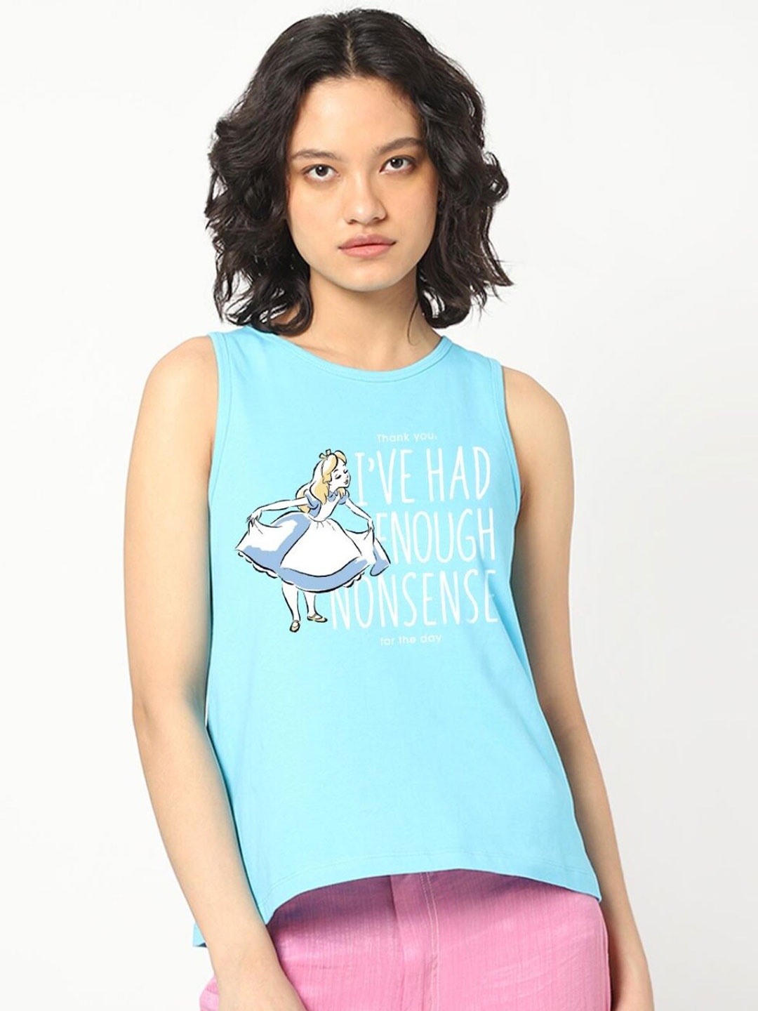 

Bewakoof Print Tank Top, Blue