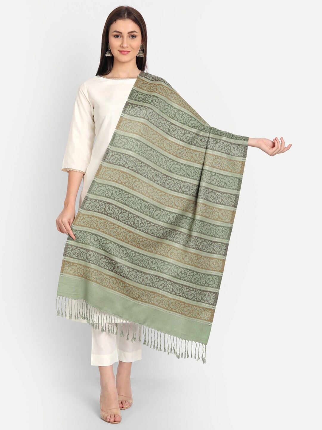 

HK colours of fashion Women Ethnic Motifs Printed Stole, Green