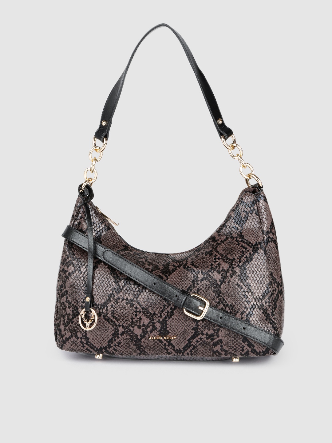 

Allen Solly Brown & Black Textured Hobo Bag