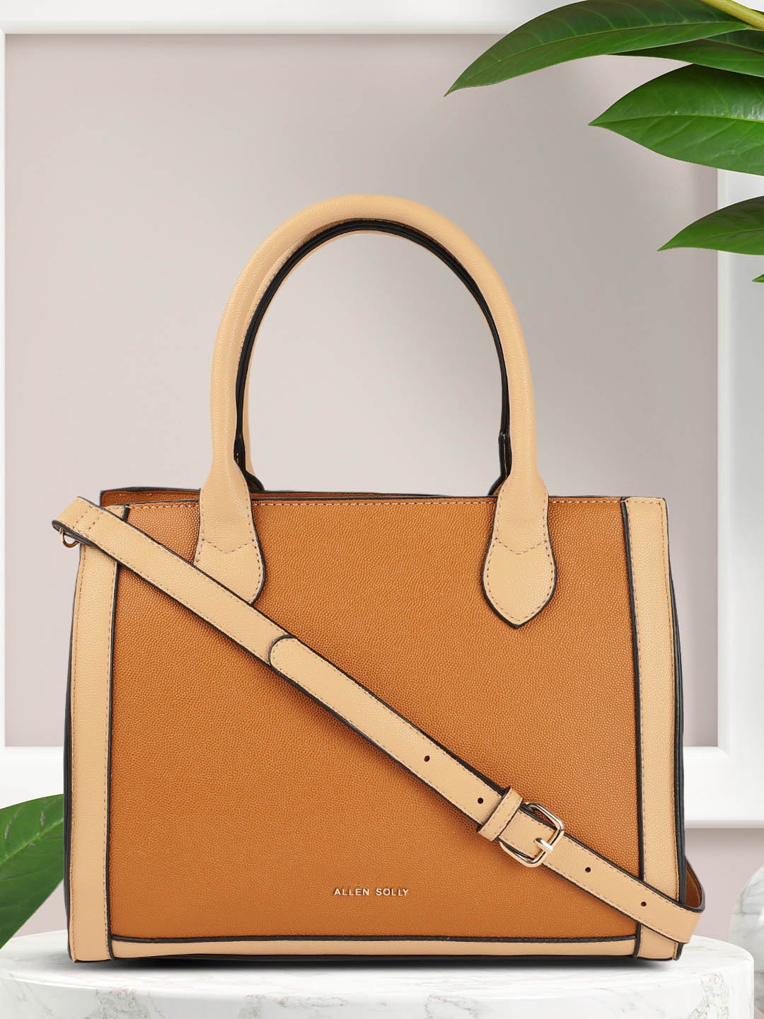 

Allen Solly Women Tan Brown Structured Handheld Bag