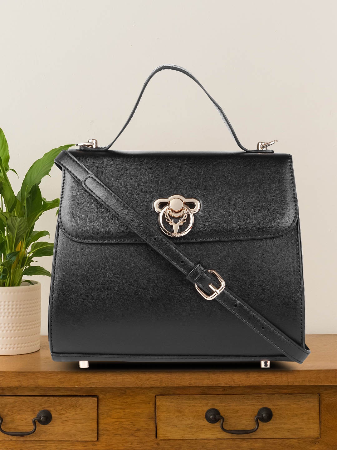 

Allen Solly Black Solid Satchel