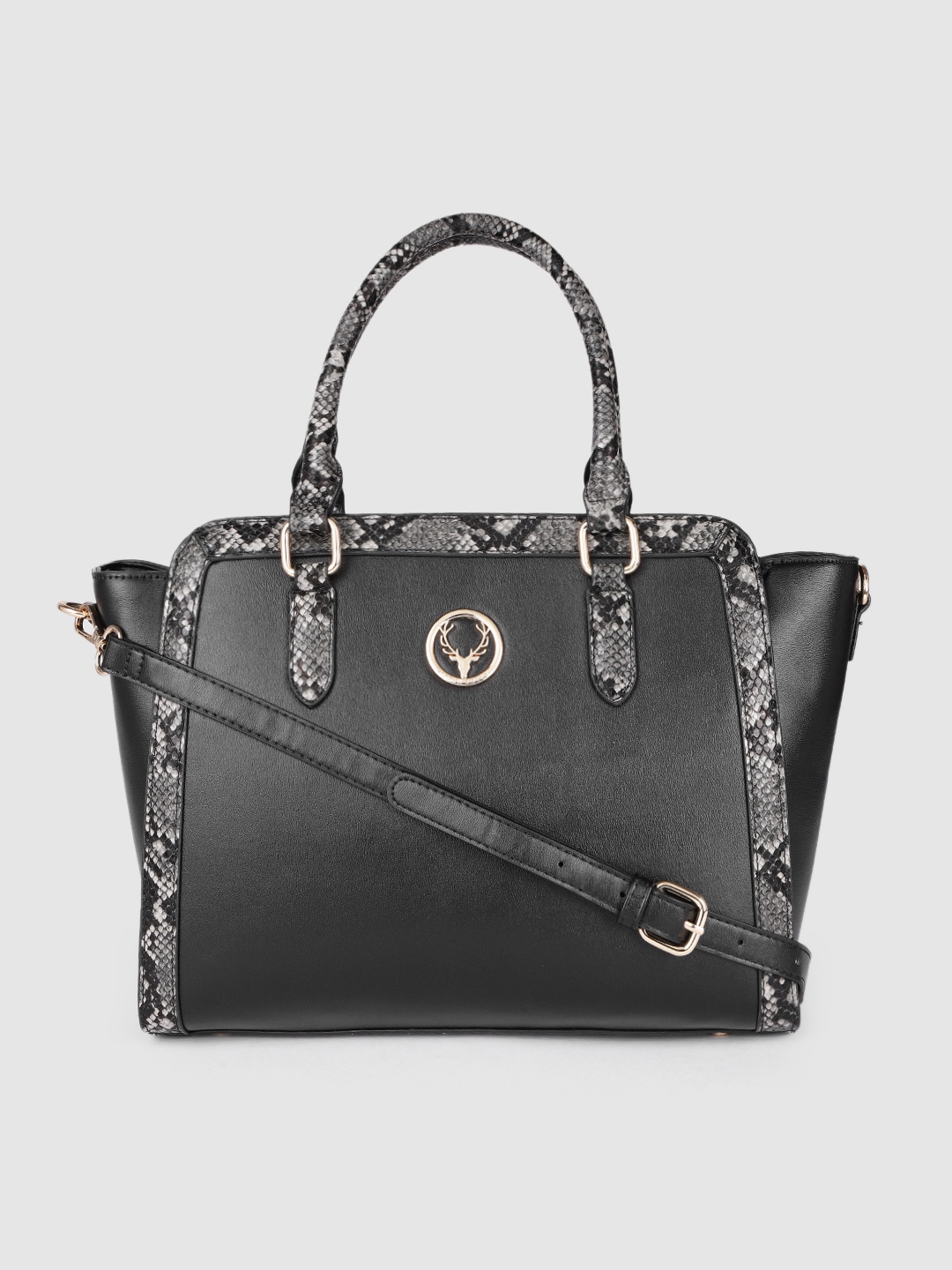 

Allen Solly Women Black Animal Print Structured Handheld Bag