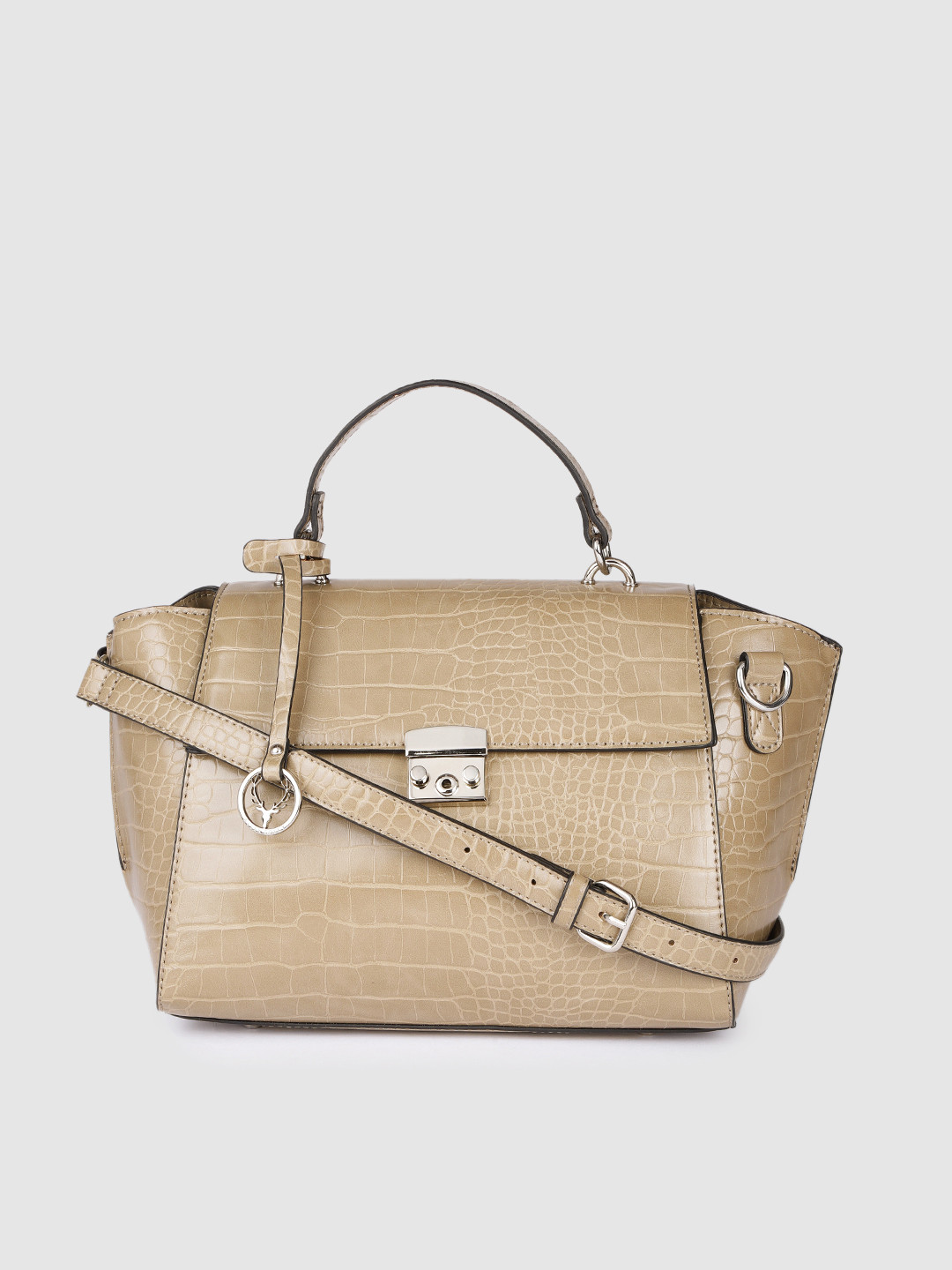 

Allen Solly Women Olive Green Animal Textured Swagger Satchel