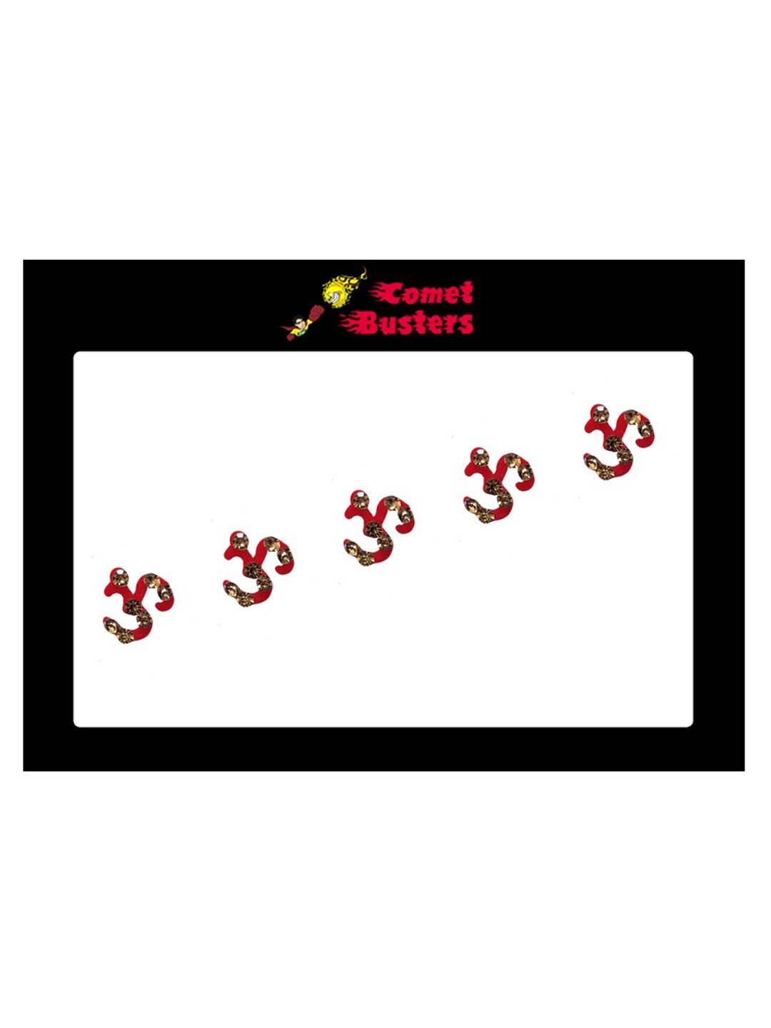 

Comet Busters 5 Pcs Embellished Reusable Om-Shaped Designer Bindis - Red