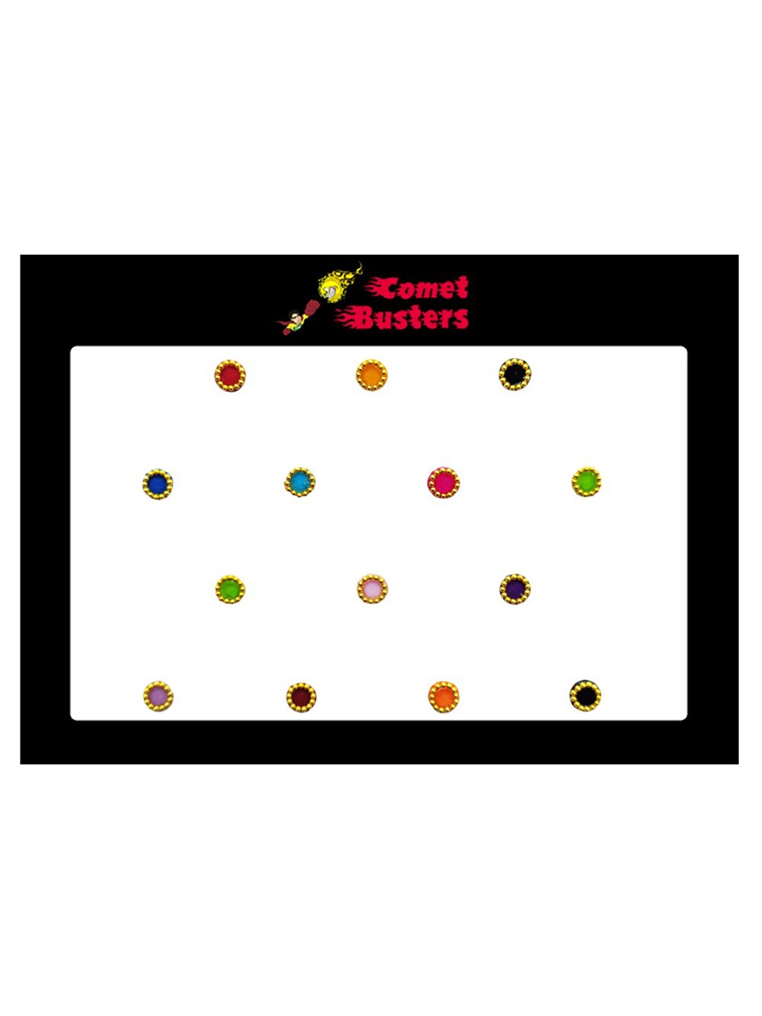 

Comet Busters 14 Pcs Beaded Reusable Designer Round Bindis - Multicoloured, Multi