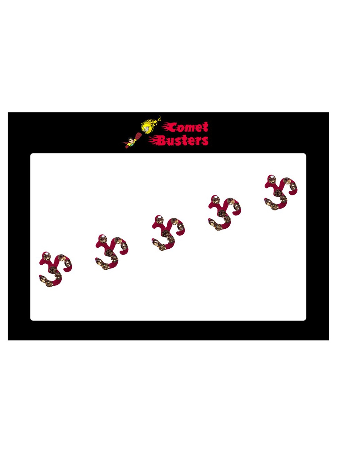 

Comet Busters 5 Pcs Embellished Reusable Om-Shaped Designer Bindis - Maroon