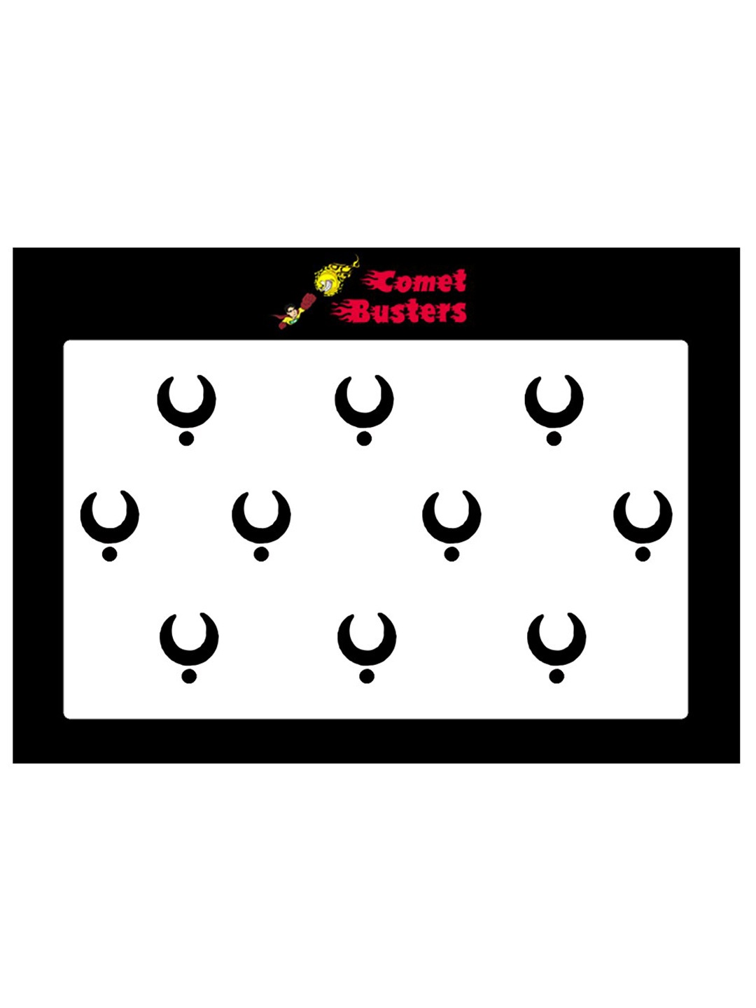 

Comet Busters 10 Pcs Reusable Crescent-Shaped Designer Bindis - Black