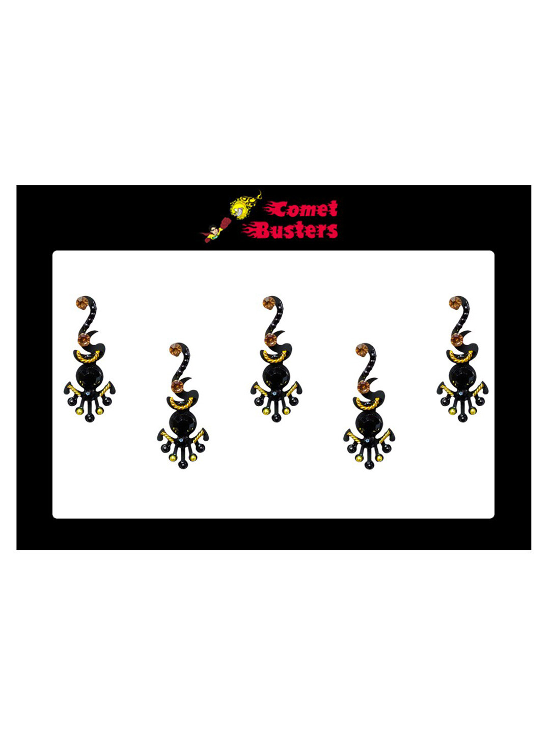 

Comet Busters 5 Pcs Embellished Reusable Designer Bindis - Black