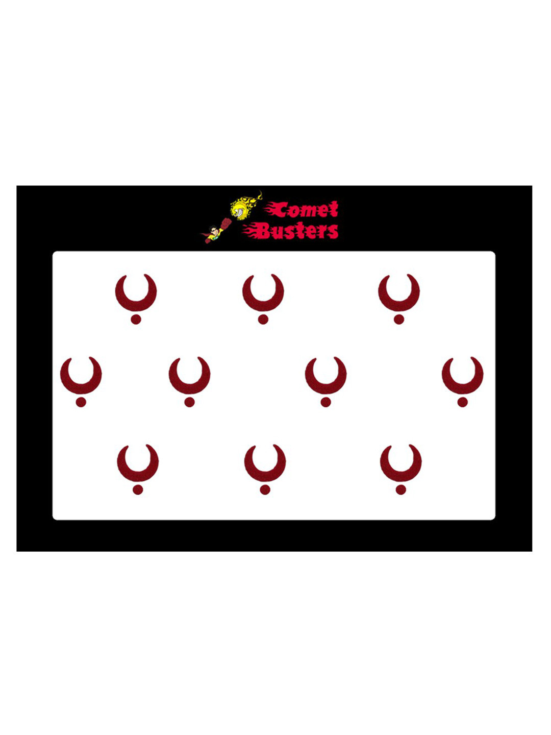 

Comet Busters 10 Pcs Reusable Crescent-Shaped Designer Bindis - Red